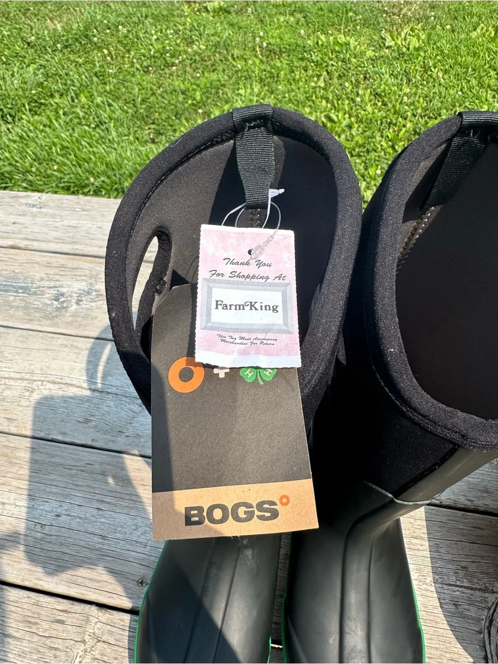 Bogs Women Black Rain & Snow Boots with Green Trim